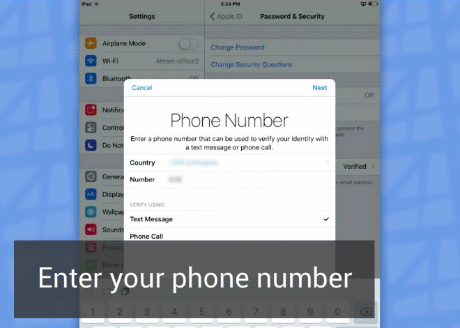 Enter and verify your trusted phone number