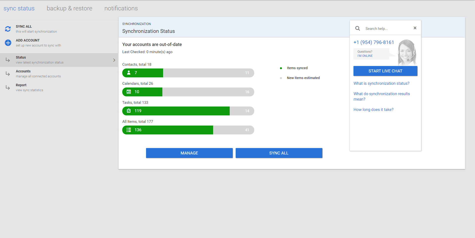 “Accounts are out-of-date” status